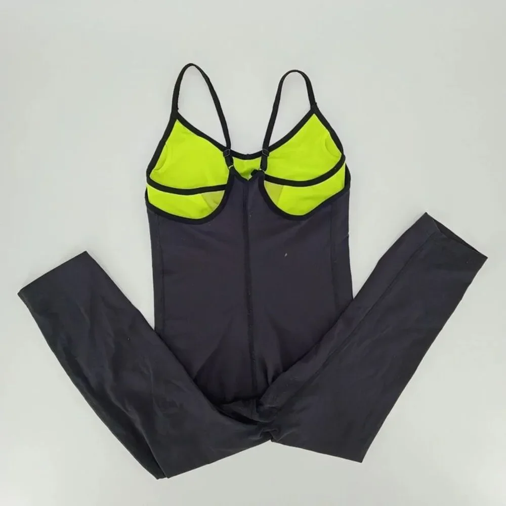 Retro Y2K Nike Bodysuit Built in Bra - Neon - Small